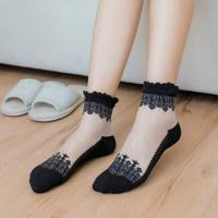 Ma'am fashion Socks lace leaves brown Spring and summer socks