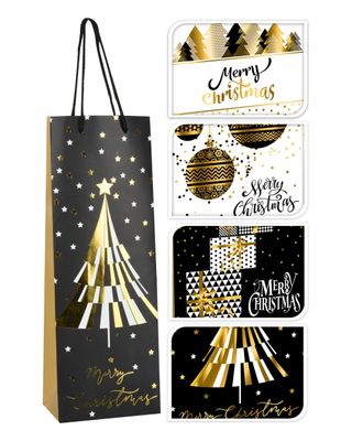 Homesmiths Christmas Gift Bag For Bottle 4 Design Assorted 1 Piece