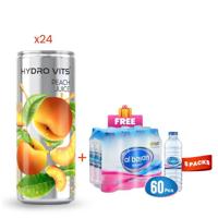 Hydro Vits Peach Juice 320Ml Pack of 24 + Free Al Bayan Water 500Ml Pack of 12 (x5)