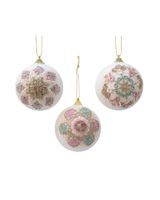 Homesmiths Christmas Bauble Foam Glitter Flower Lace Wool White 8cm Assorted 1 Piece