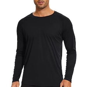 Men's Sun Protection T-shirts Long Sleeve Shirt Crew Neck Long Sleeve Sports  Outdoor Vacation Going out Casual Daily Quick dry UPF 50 Sweat wicking Breathable Plain Wine Red Black Activewear Lightinthebox