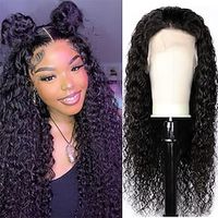 Deep Wave Lace Front Wigs Human Hair Pre Plucked HD Glueless Wigs Human Hair 180% Density 13x4 Lace Front Wigs for Women Natural Color Lightinthebox - thumbnail