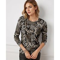 Women's T shirt Tee Graphic Daily Weekend Black Blue Khaki Print Long Sleeve Fashion Round Neck Regular Fit Spring   Fall Lightinthebox - thumbnail