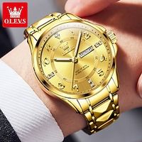 OLEVS Men Quartz Watch Minimalist Fashion Casual Wristwatch Calendar Date Week Waterproof Decoration Steel Watch miniinthebox - thumbnail