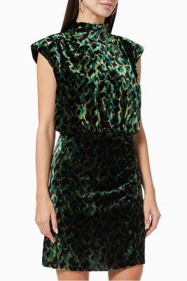 Panther Printed Dress in Velvet Panther Printed Dress in Velvet