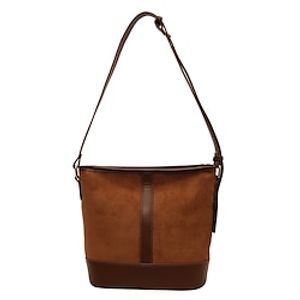 Women's Crossbody Bag Bucket Bag Suede PU Leather Daily Large Capacity Geometric Black Brown Khaki Lightinthebox