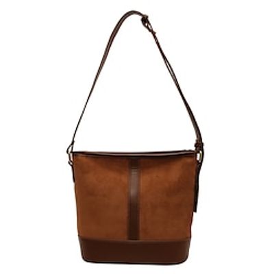 Women's Crossbody Bag Bucket Bag Suede PU Leather Daily Large Capacity Geometric Black Brown Khaki Lightinthebox