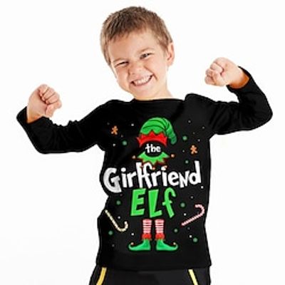 Christmas Boys 3D Letter Elf Tee Shirt Long Sleeve 3D Print Fall Winter Sports Fashion Streetwear Polyester Kids 3-12 Years Crew Neck Outdoor Casual Daily Regular Fit miniinthebox Christmas Boys 3D Letter Elf Tee Shirt Long Sleeve 3D Print Fall Winter Sports Fashion Streetwear Polyester Kids 3-12 Years Crew Neck Outdoor Casual Daily Regular Fit miniinthebox