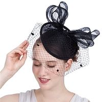 Fascinators Sinamay Kentucky Derby Horse Race Lady Retro With Bowknot Tulle Headpiece Headwear Lightinthebox - thumbnail