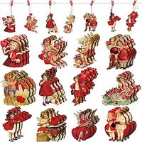 36 Pcs Vintage Valentine's Day Wood Ornaments Valentine's Tree Ornaments for Valentine's Day,Mother's Day,Birthday,Anniversary,Thanksgiving,Christmas,New Year Lightinthebox