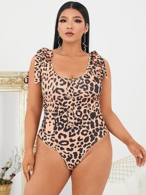 YOINS Plus Size Scoop Neck Leopard Backless Design Sleeveless Bodysuit YOINS Plus Size Scoop Neck Leopard Backless Design Sleeveless Bodysuit