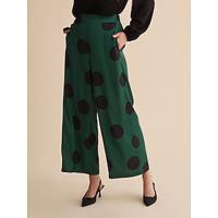 Satin Polka Dot Pocket Full Length Daily Pants - thumbnail