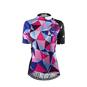 21Grams Women's Short Sleeve Cycling Jersey Summer Spandex Polyester RedBlue Geometic Bike Jersey Top Mountain Bike MTB Road Bike Cycling Quick Dry Moisture Wicking Breathable Sports Clothing Apparel miniinthebox