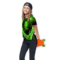 Kids Girls' T shirt Tee Short Sleeve 3D Print Graphic Unisex Print Green Children Tops Summer Active Daily Wear Regular Fit 3-12 Years miniinthebox - thumbnail