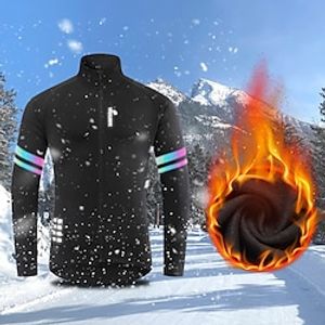 Men's Cycling Jacket Windbreaker Fleece Jacket Winter Thermal Warm Windproof Fleece Lining Breathable Bike Jacket Mountain Bike MTB Road Bike Cycling City Bike Cycling Black Bike Wear  Spandex Lightinthebox