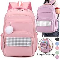 Boys Girls' Backpack School Bag Bookbag School Outdoor Nylon Large Capacity Waterproof Breathable Zipper Black Pink Blue Lightinthebox - thumbnail