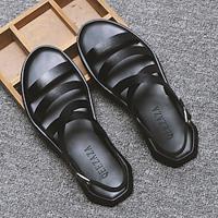 Men's Sandals Gladiator Sandals Roman Sandals Walking Casual Beach Outdoor Daily PU Leather Breathable Elastic Band Black White Summer Lightinthebox