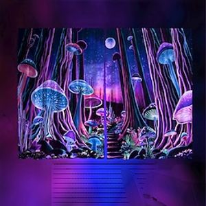 Blacklight Window Curtain UV Reactive Glow in the Dark Trippy Misty Mushroom Grow Nature Landscape for Living Room Bedroom Kid's Room Decor Lightinthebox