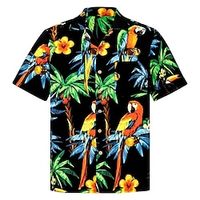 Men's Shirt Summer Hawaiian Shirt Graphic Prints Palm Tree Parrot Turndown Green  Black Casual Holiday Short Sleeve Button-Down Print Clothing Apparel Tropical Fashion Streetwear Hawaiian Lightinthebox - thumbnail