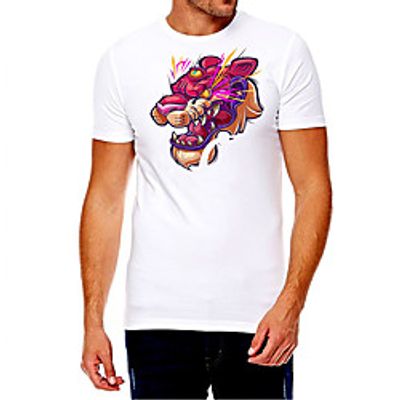 Men's Unisex Tee T shirt Hot Stamping Graphic Prints Tiger Plus Size Print Short Sleeve Casual Tops Cotton Basic Designer Big and Tall White miniinthebox