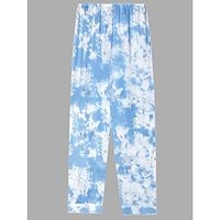 Women's Loungewear Pants Stripe Fashion Casual Soft Home Daily Bed Polyester Breathable Long Pant Pant Summer Fall Lake blue White Lightinthebox - thumbnail