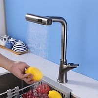 Waterfall Kitchen Faucet, 2023 Latest Centerset Faucet for Kitchen Sink, 3 in 1 Multi-functional Single Handle One Hole Pull out Cylinder Spout Kitchen Taps, Ceramic Valve Insides Lightinthebox - thumbnail