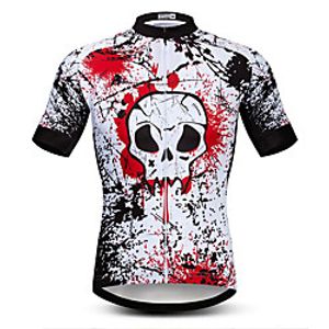 21Grams Men's Short Sleeve Cycling Jersey Summer Spandex Polyester BlackWhite Sugar Skull Skull Bike Jersey Top Mountain Bike MTB Road Bike Cycling Quick Dry Moisture Wicking Breathable Sports Lightinthebox