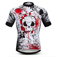 21Grams Men's Short Sleeve Cycling Jersey Summer Spandex Polyester BlackWhite Sugar Skull Skull Bike Jersey Top Mountain Bike MTB Road Bike Cycling Quick Dry Moisture Wicking Breathable Sports Lightinthebox - thumbnail