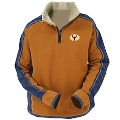 Graphic Color Block Cowboy Daily Basic Casual Men's Sweatshirt Zip Sweatshirt Holiday Vacation Going out Sweatshirts Brown Quarter Zip Print Fleece Fall  Winter Designer Lightinthebox