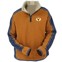 Graphic Color Block Cowboy Daily Basic Casual Men's Sweatshirt Zip Sweatshirt Holiday Vacation Going out Sweatshirts Brown Quarter Zip Print Fleece Fall  Winter Designer Lightinthebox - thumbnail