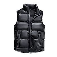 Men's Vest Sport Going out Fall Winter Regular Coat Stand Collar Loose Thermal Warm Windproof Warm Breathable Sporty Jacket Sleeveless Solid Color Print Blue Silver Gold Lightinthebox - thumbnail
