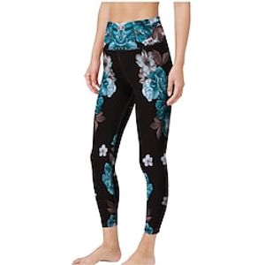 21Grams Women's High Waist Yoga Pants Cropped Leggings Tummy Control Butt Lift Floral  Botanical Green Yellow Red Yoga Fitness Gym Workout Sports Activewear High Elasticity  Athletic  Athleisure Lightinthebox