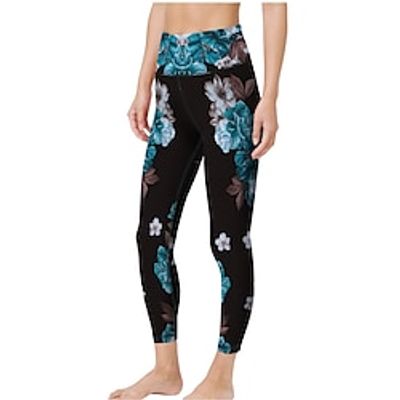 21Grams Women's High Waist Yoga Pants Cropped Leggings Tummy Control Butt Lift Floral  Botanical Green Yellow Red Yoga Fitness Gym Workout Sports Activewear High Elasticity  Athletic  Athleisure Lightinthebox