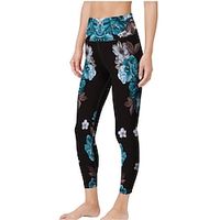 21Grams Women's High Waist Yoga Pants Cropped Leggings Tummy Control Butt Lift Floral  Botanical Green Yellow Red Yoga Fitness Gym Workout Sports Activewear High Elasticity  Athletic  Athleisure Lightinthebox - thumbnail