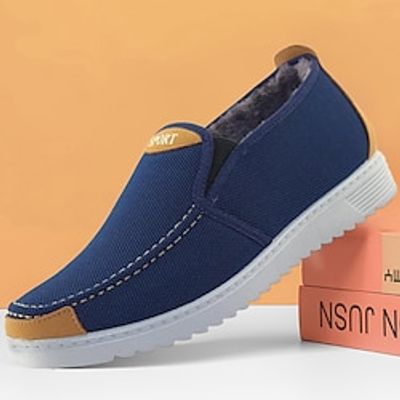 Men's Loafers  Slip-Ons Plus Size Driving Loafers Cloth Loafers Winter Shoes Fleece lined Walking Casual Outdoor Daily Cloth Warm Loafer Blue Grey Fall Winter Lightinthebox