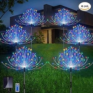 6pcs Outdoor Solar Garden Lights, 8 Kinds of Models 120 LED Copper Wire Decorative Lights for Garden Path Lawn Decoration Christmas, Halloween, Thanksgiving Day Gift miniinthebox
