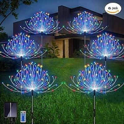 6pcs Outdoor Solar Garden Lights, 8 Kinds of Models 120 LED Copper Wire Decorative Lights for Garden Path Lawn Decoration Christmas, Halloween, Thanksgiving Day Gift Lightinthebox