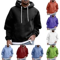 Men's Hoodie Fleece Hoodie Black White Wine Blue Purple Hooded Plain Pocket Sports  Outdoor Daily Holiday Streetwear Cool Casual Fall  Winter Clothing Apparel Hoodies Sweatshirts  Lightinthebox - thumbnail