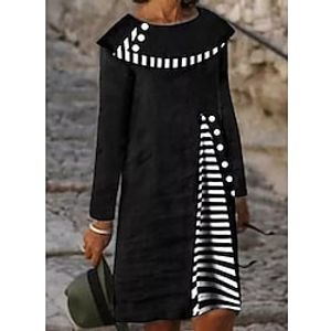 Women's Black Dress Print Dress Black Long Sleeve Print Print Winter Fall Crew Neck Casual Modern Fall Dress 2022 S M L XL 2XL 3XL  Winter Dress Lightinthebox