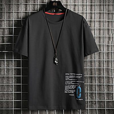 Men's Unisex Tee T shirt Hot Stamping Graphic Prints Letter Plus Size Print Short Sleeve Casual Tops Cotton Basic Fashion Designer Big and Tall White Black miniinthebox