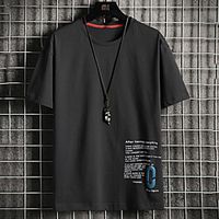 Men's Unisex Tee T shirt Hot Stamping Graphic Prints Letter Plus Size Print Short Sleeve Casual Tops Cotton Basic Fashion Designer Big and Tall White Black miniinthebox - thumbnail