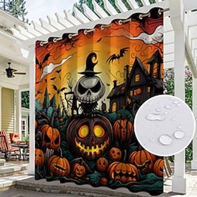 Halloween Decor Waterproof Outdoor Curtain Privacy, Sliding Patio Curtain Drapes, Pergola Curtains Grommet For Gazebo, Balcony, Porch, Party miniinthebox