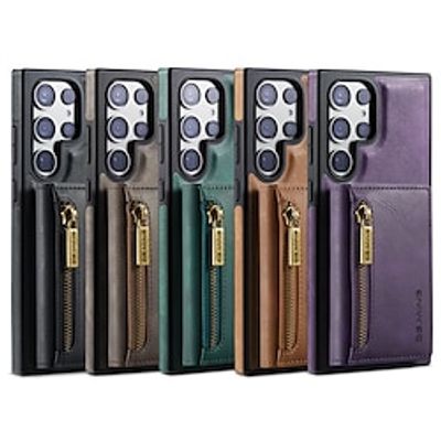 Phone Case For Samsung Galaxy S24 Ultra Plus S23 Ultra Plus S22 Plus Ultra S21 Ultra Back Cover Wallet Case With Magsafe with Stand Holder Magnetic Zipper Retro TPU PC PU Leather miniinthebox