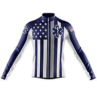 21Grams Men's Long Sleeve Cycling Jersey Spandex Blue White Bike Top Mountain Bike MTB Road Bike Cycling Quick Dry Moisture Wicking Sports Clothing Apparel  Athleisure Lightinthebox - thumbnail