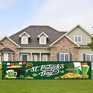 Saint Patrick's Day Banner Decoration Yard Banner Lucky Clover Pot of Gold Sign Banner Large Banner for Fence Garden Home Indoor Outdoor Party Parade Decorations miniinthebox