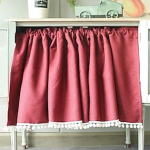 wine red blackout rod american door curtain curtain short curtain half curtain cabinet door curtain coffee curtain free punch Lightinthebox