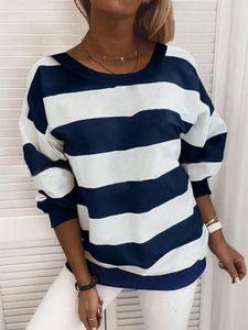 Casual Striped Crew Neck Long Sleeves Sweatshirt