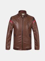 Fashion Casual Stand Collar Warm Zipper Cuff Shoulder Rivets Jacket for Men