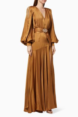 Carmen Slit Gown in Silk Blend Carmen Slit Gown in Silk Blend