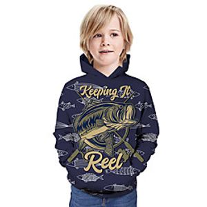 Kids Boys' Hoodie  Sweatshirt Long Sleeve Graphic Animal Unisex Print Navy Blue Children Tops Summer Active Christmas Regular Fit 3-13 Years Lightinthebox